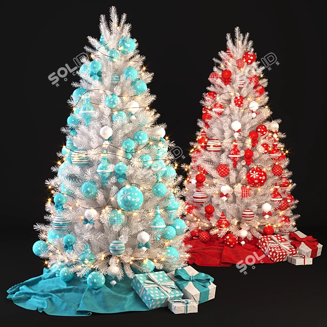 Winter Wonderland White Christmas Tree 3D model image 9