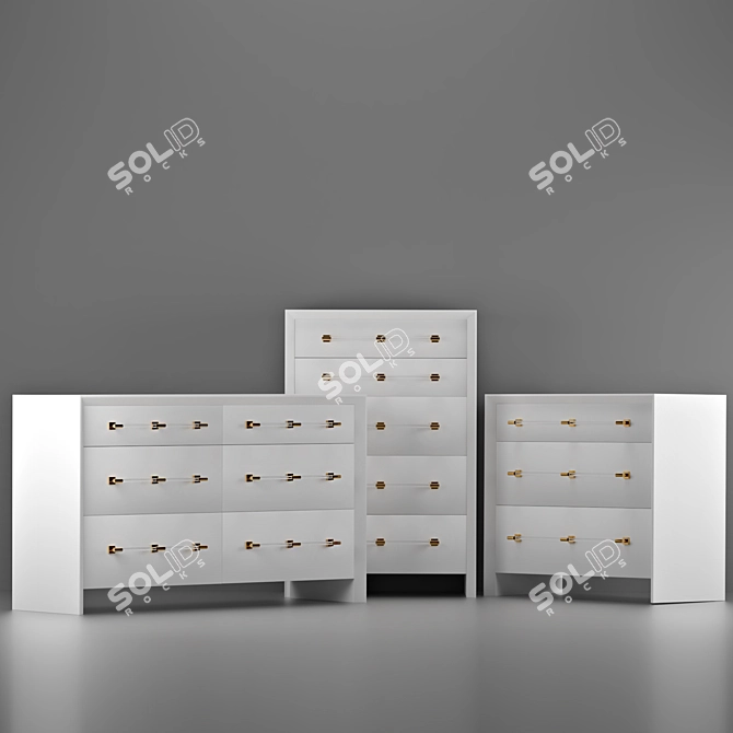 Anthropologie Merriton Three-Drawer Dresser Set - Elegant Storage Solution
Anthropologie Merriton Chest of Drawers - Stylish Space 3D model image 2