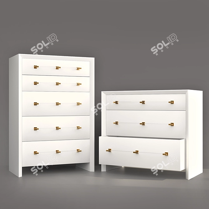 Anthropologie Merriton Three-Drawer Dresser Set - Elegant Storage Solution
Anthropologie Merriton Chest of Drawers - Stylish Space 3D model image 4