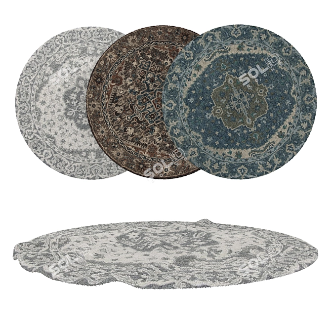 Versatile Round Carpets Set 3D model image 1