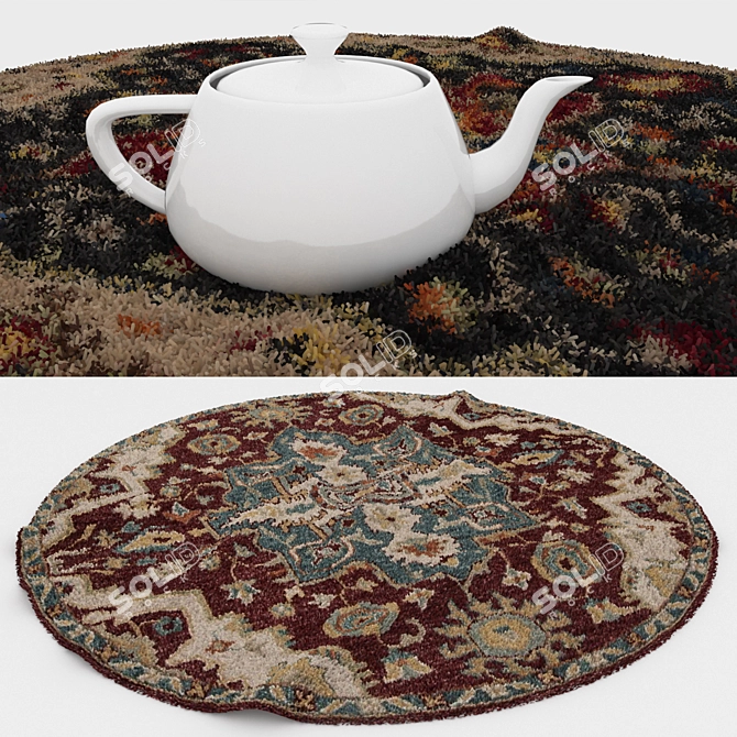 Stylish Round Carpet Set 3D model image 3