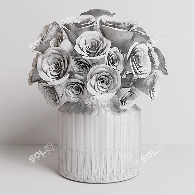 Elegant Rose Bouquet in Glass Vase 3D model image 5