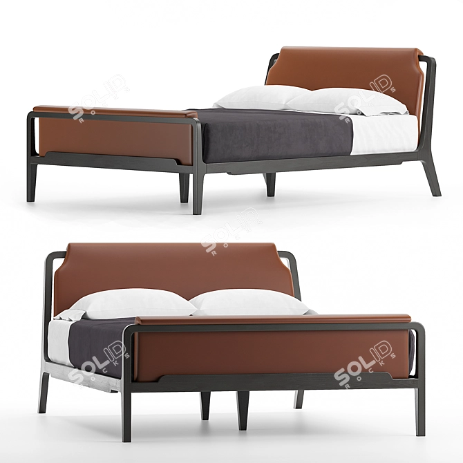 Fergus Bed: Elegant Queen-sized Comfort 3D model image 1