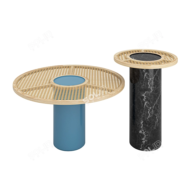 Stylish Ash and Cane Chand Tables 3D model image 4