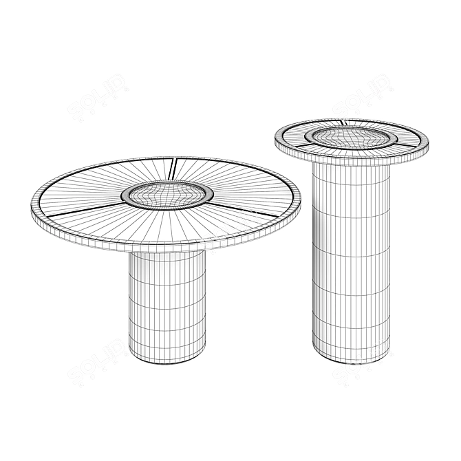 Stylish Ash and Cane Chand Tables 3D model image 5