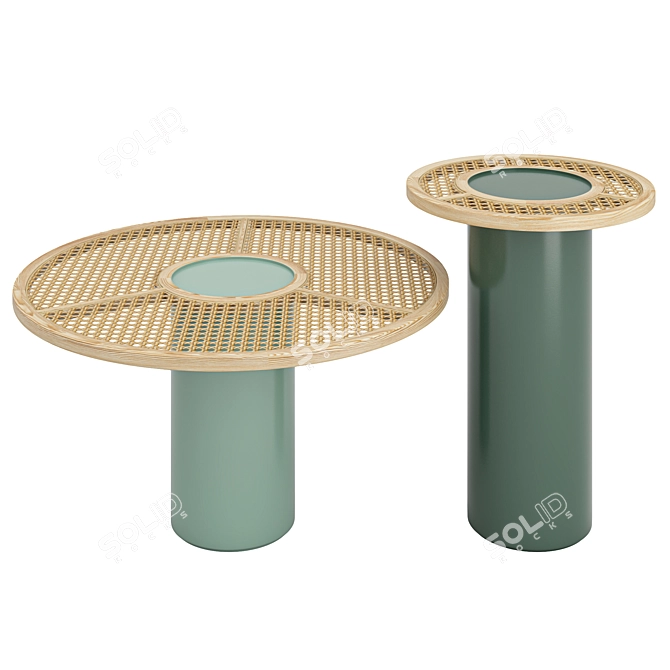 Stylish Ash and Cane Chand Tables 3D model image 6