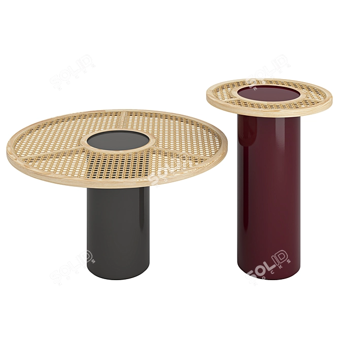 Stylish Ash and Cane Chand Tables 3D model image 8