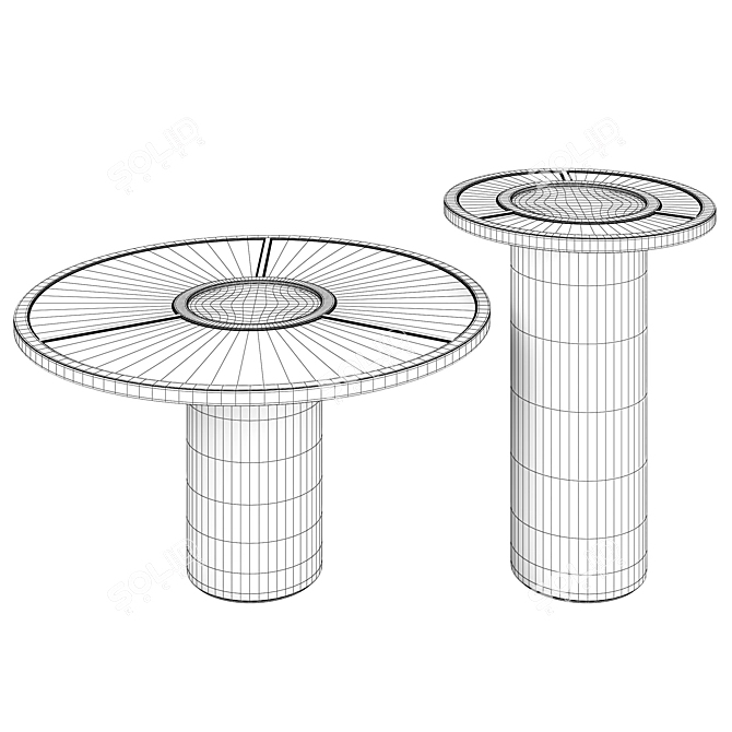 Stylish Ash and Cane Chand Tables 3D model image 11