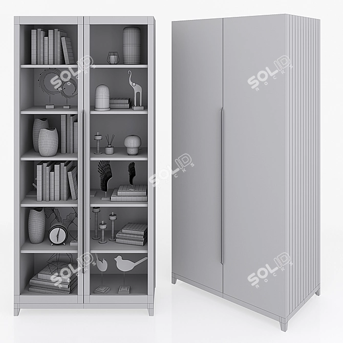 Metropolitan 100cm Wardrobe with Rod and Shelf 3D model image 3