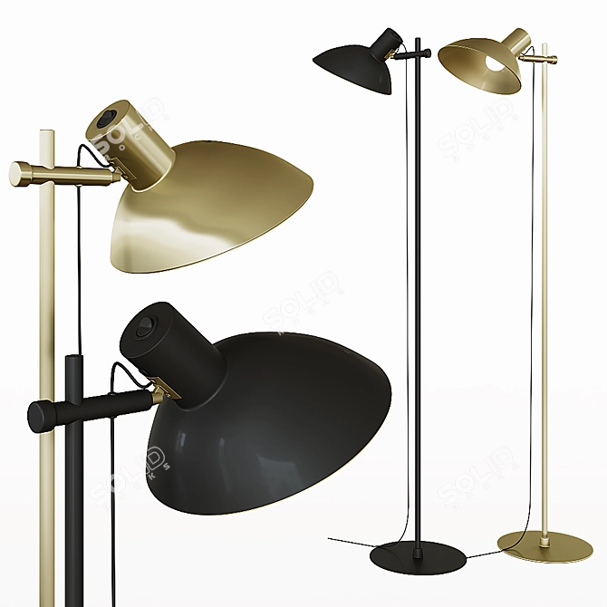 Modern Black and Gold Floor Lamp 3D model image 1