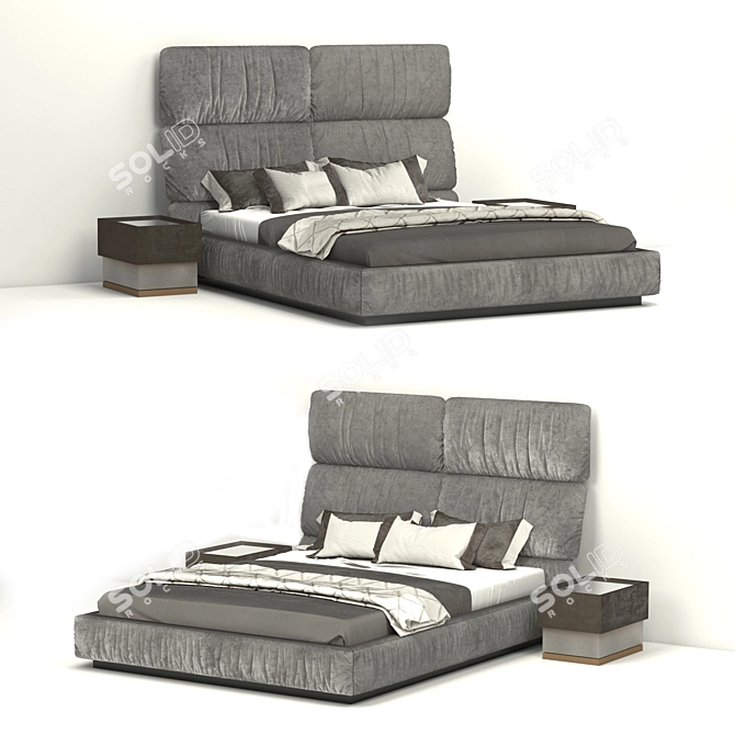 Luxury Linen Bed Set 3D model image 1