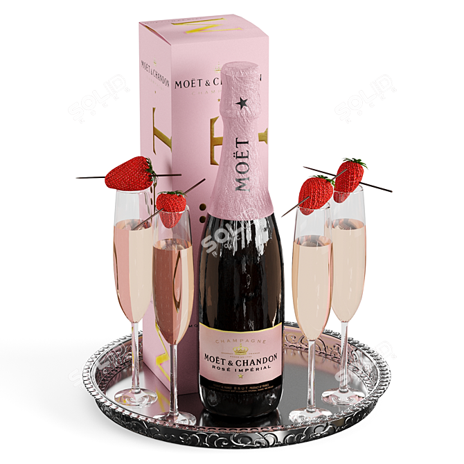 Luxury Champagne Decor Set 3D model image 1