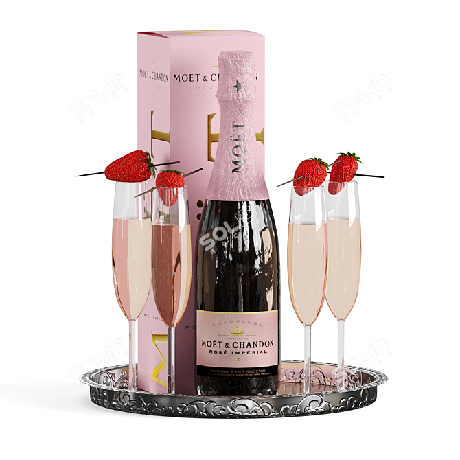 Luxury Champagne Decor Set 3D model image 2