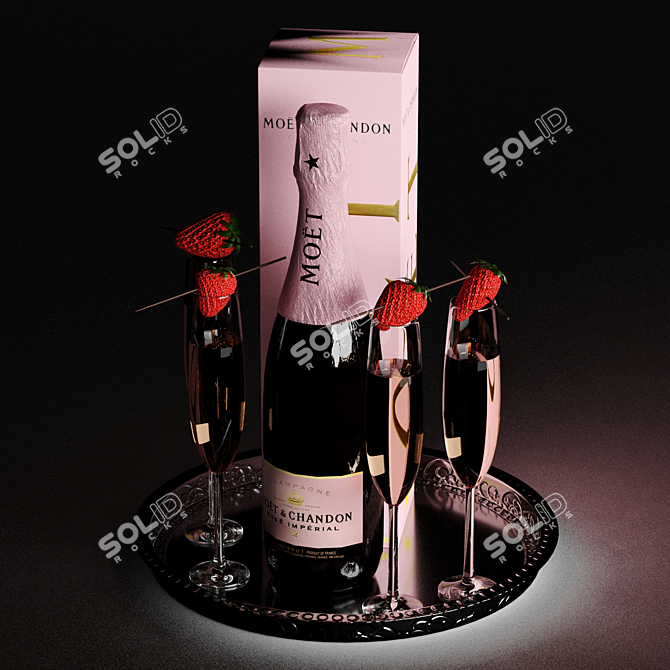 Luxury Champagne Decor Set 3D model image 3