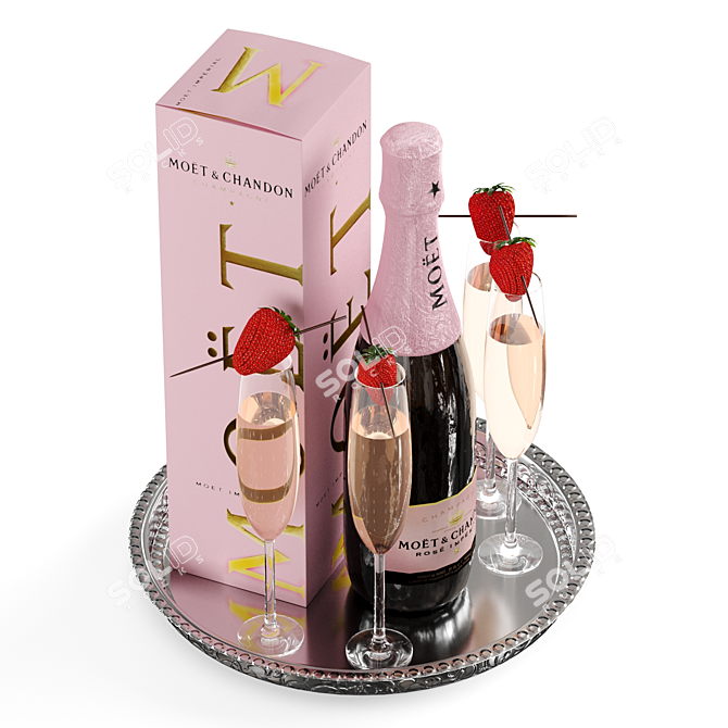 Luxury Champagne Decor Set 3D model image 4