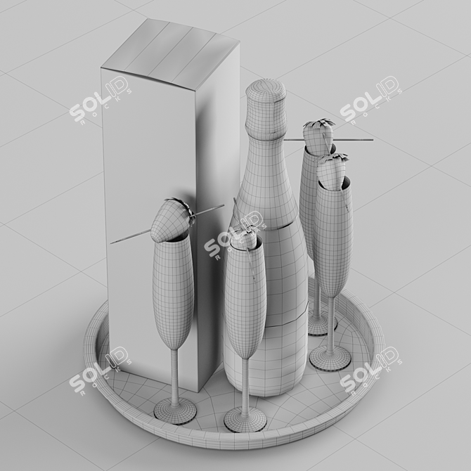 Luxury Champagne Decor Set 3D model image 5