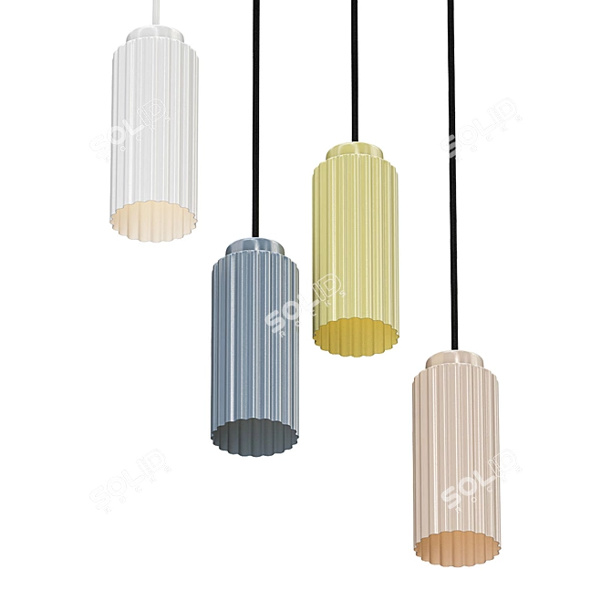 Colorful Cylinder Pendant Light: JIB Series 3D model image 1