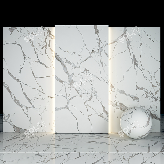 Textured White Calacatta Slabs and Tiles 3D model image 1