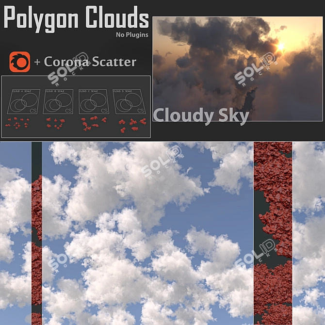 Polygon Clouds - Sky Scatter Kit 3D model image 1