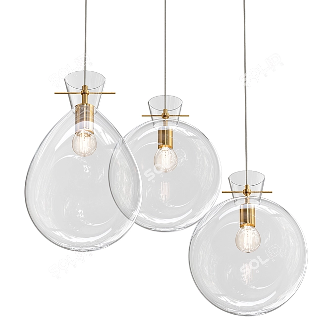 Glass Pearl Pendant Light 3D model image 1