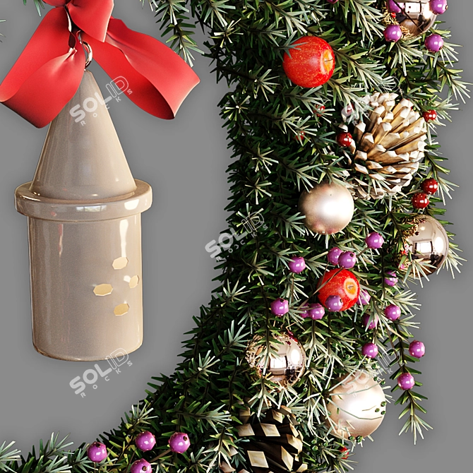 Festive Holiday Wreath 3D model image 2