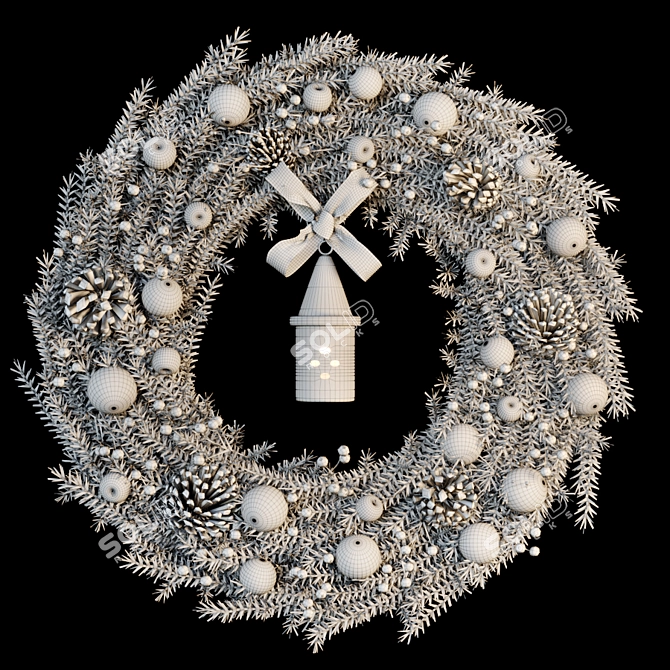 Festive Holiday Wreath 3D model image 3