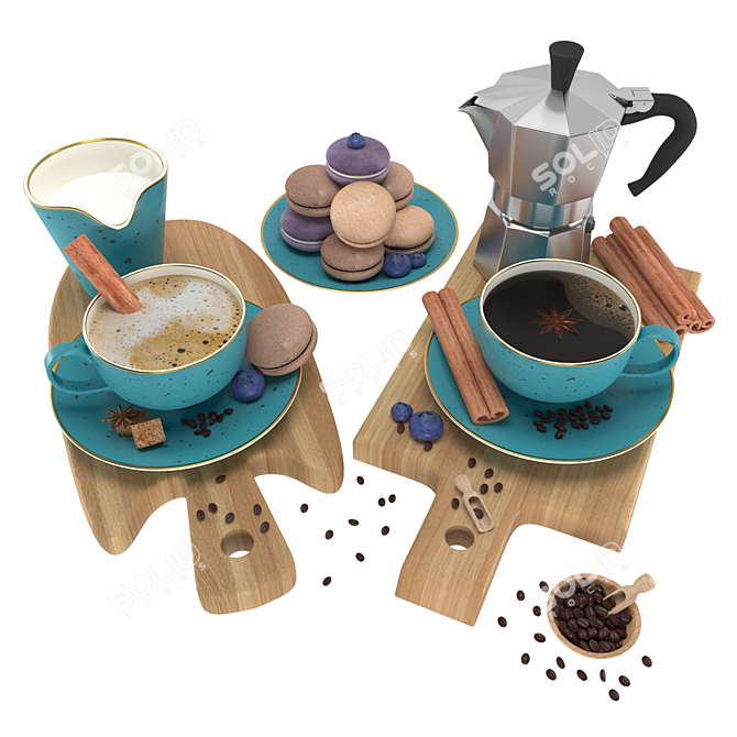 Elegant Coffee Set: OBJ File Included 3D model image 1