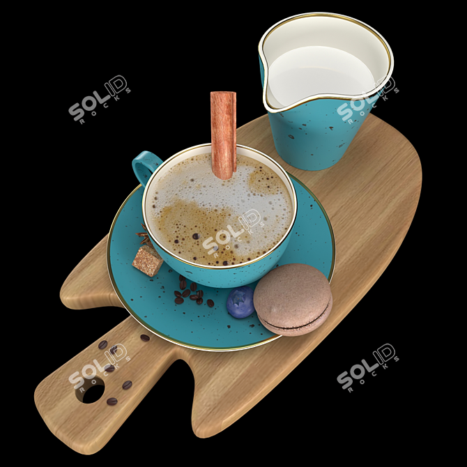 Elegant Coffee Set: OBJ File Included 3D model image 2