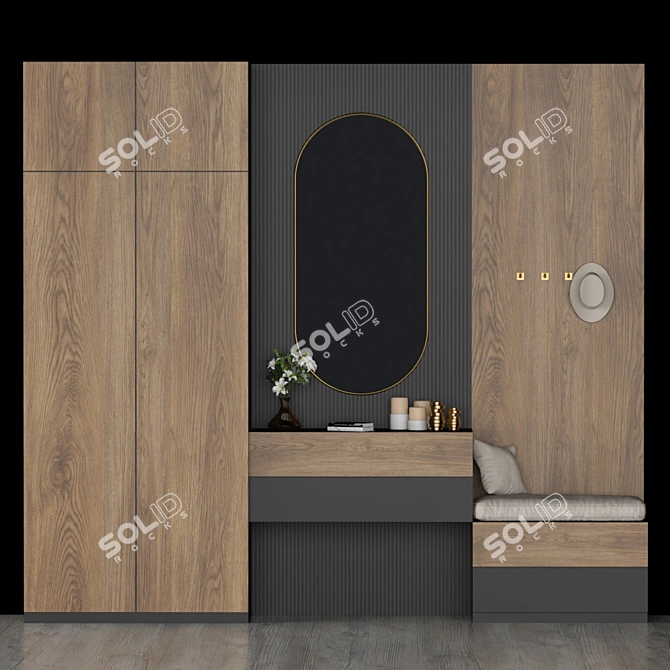 Elegant Hallway Storage Console 3D model image 1