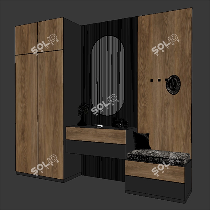 Elegant Hallway Storage Console 3D model image 3