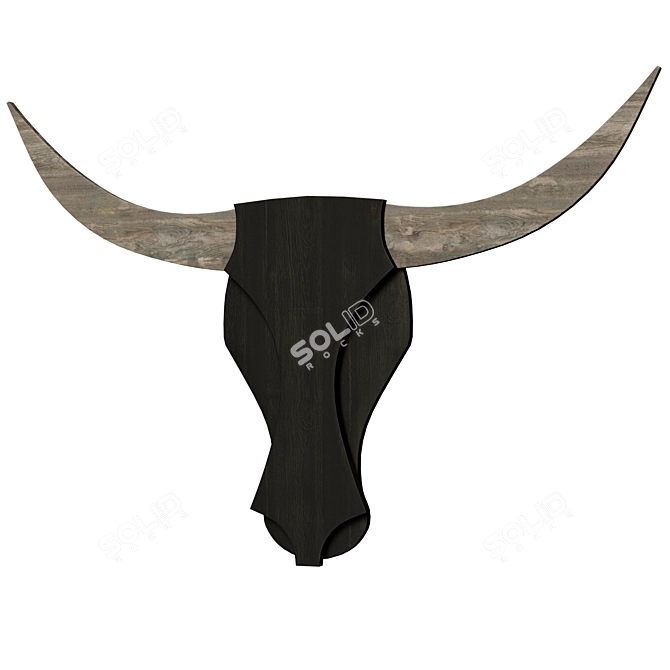 Rustic Wooden Bull Head: Wall Decor 3D model image 1