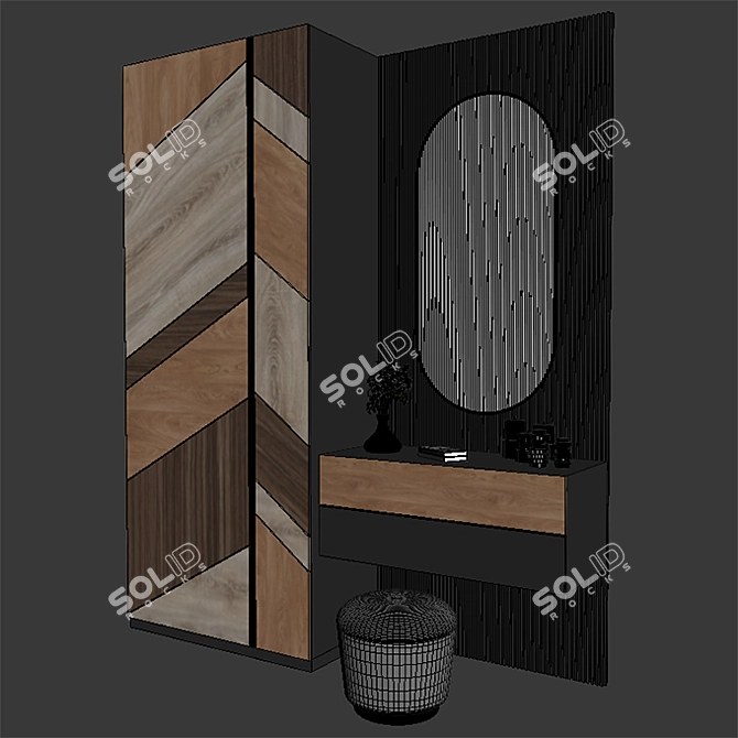 Elegant Oak Hall Furniture 3D model image 3