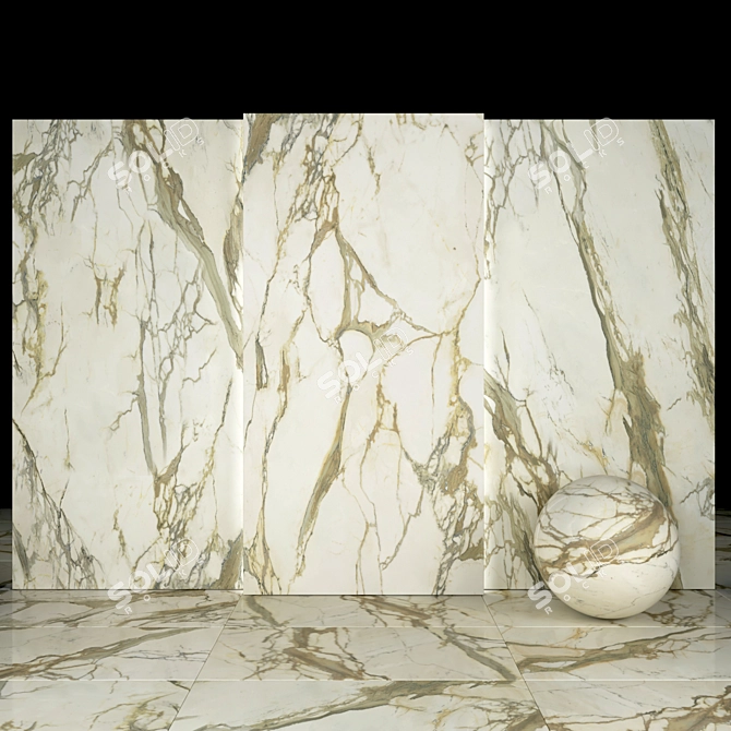 Luxurious Gold Calacatta Slabs 3D model image 2