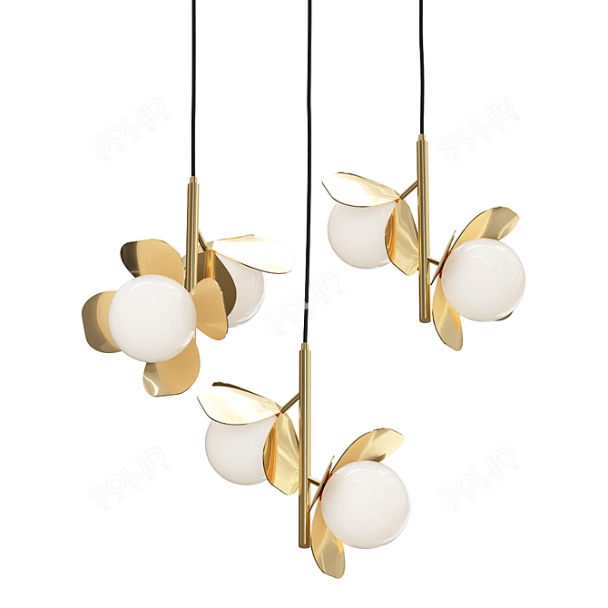 Elegant Golden Flower Pendant 3D model image 1