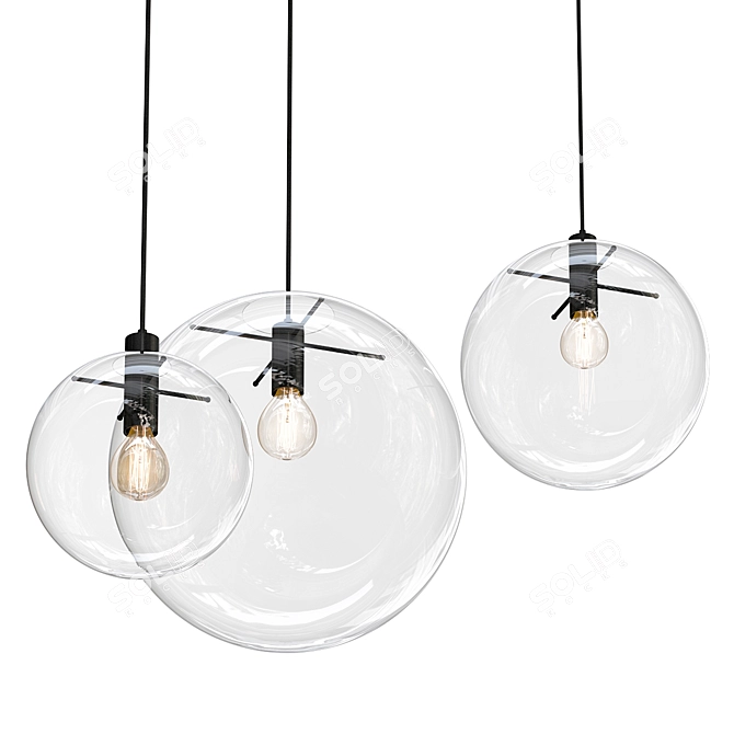 Minimalist Glass Sphere Pendant Light 3D model image 1