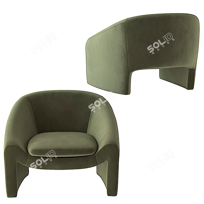 Elegant Pistachio Shona Accent Chair 3D model image 4