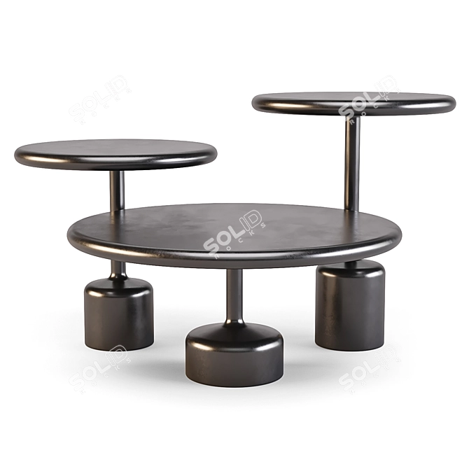 Fucina Tavolotto: Elegant Steel Coffee & Side Tables 3D model image 1