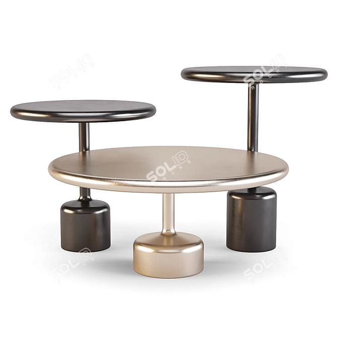 Fucina Tavolotto: Elegant Steel Coffee & Side Tables 3D model image 2