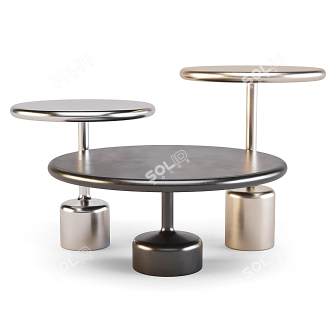 Fucina Tavolotto: Elegant Steel Coffee & Side Tables 3D model image 3