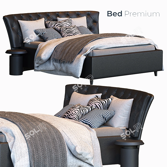 Title: Luxury Noir: Riviera Black Bed 3D model image 1