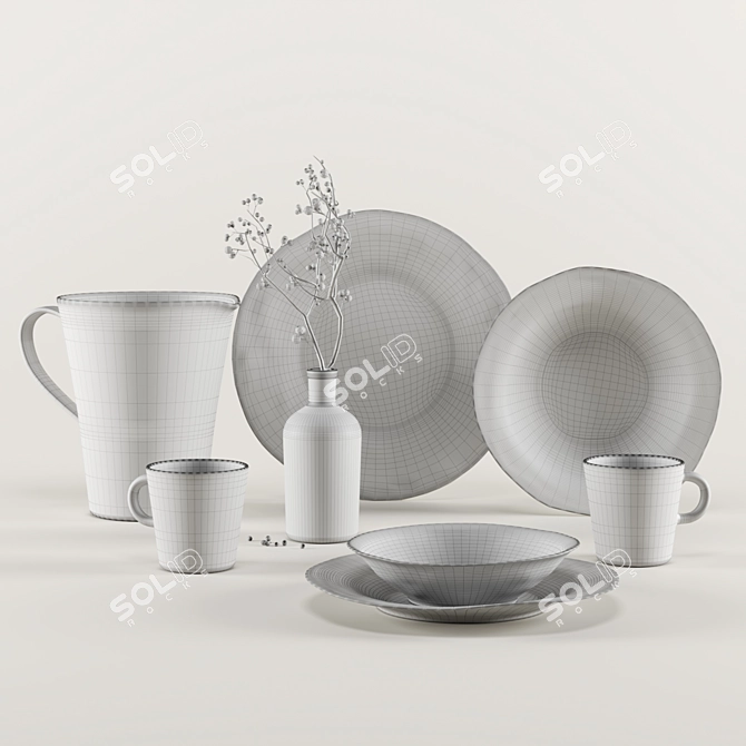 Elegant Stoneware Tableware by ZARA HOME 3D model image 5