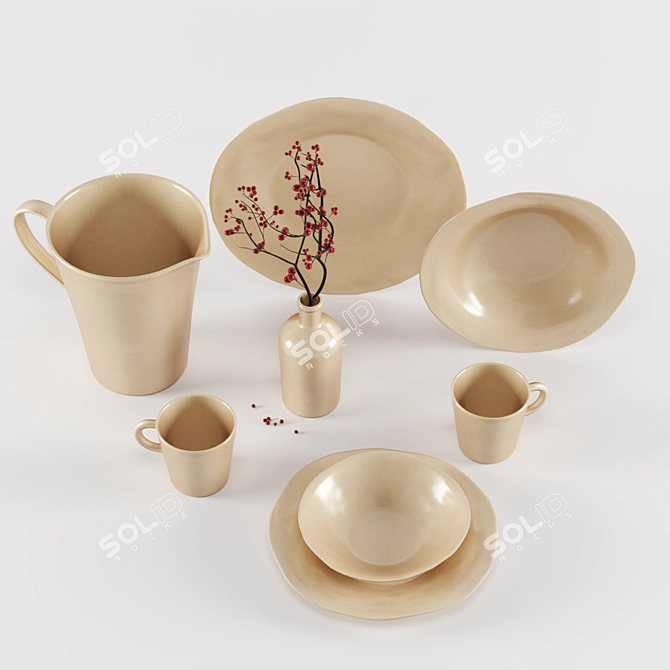 Elegant Stoneware Tableware by ZARA HOME 3D model image 9