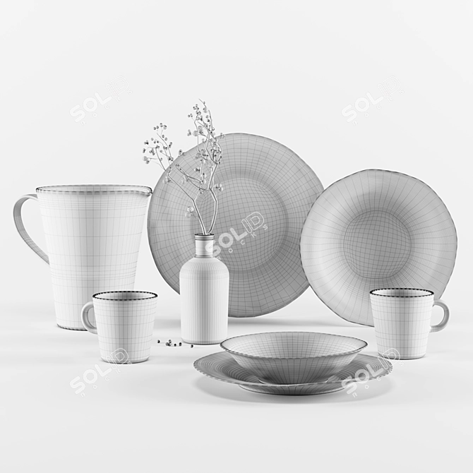 Elegant Stoneware Tableware by ZARA HOME 3D model image 11