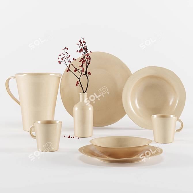 Elegant Stoneware Tableware by ZARA HOME 3D model image 12