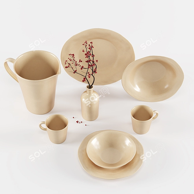 Elegant Stoneware Tableware by ZARA HOME 3D model image 14