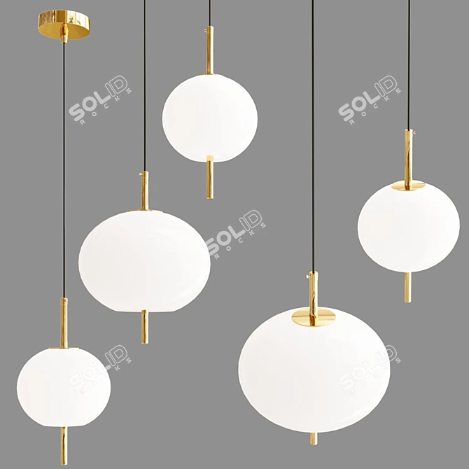 Golden Glass Pendant Lamp: Lioba 3D model image 1