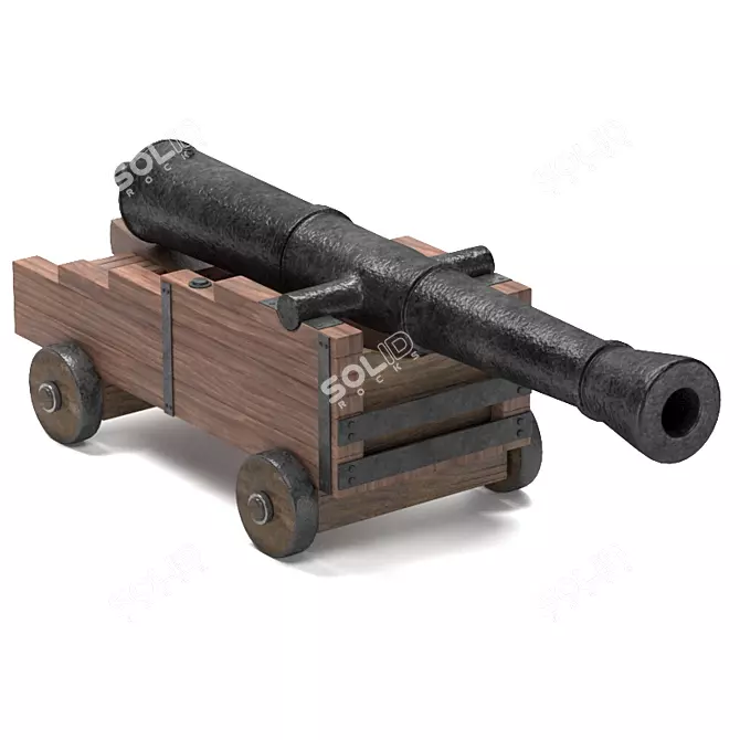 19th Century Ship and Fortress Cannon 3D model image 1