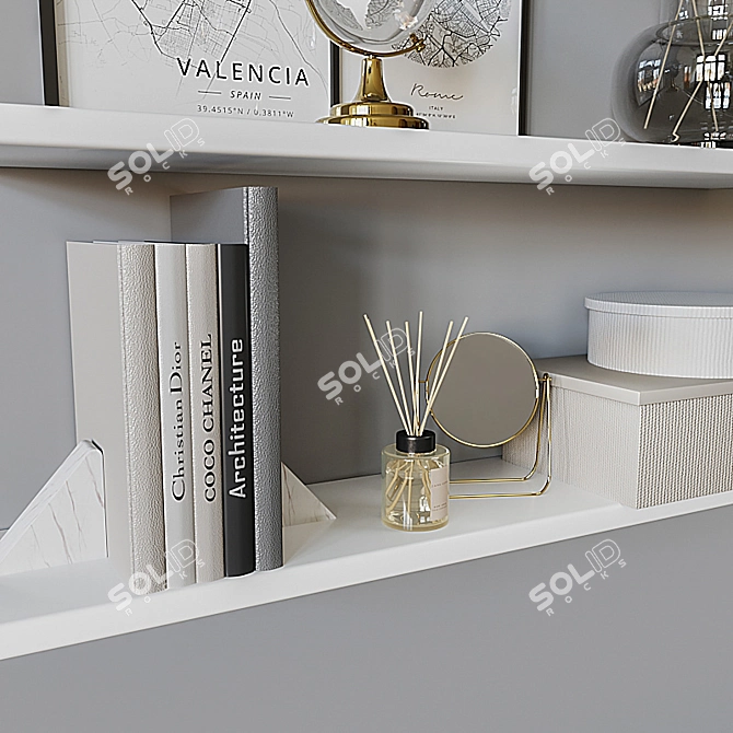 Elegant Decorative Shelf Set 3D model image 3