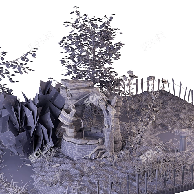 Rocky Oasis Waterfall Fountain 3D model image 7