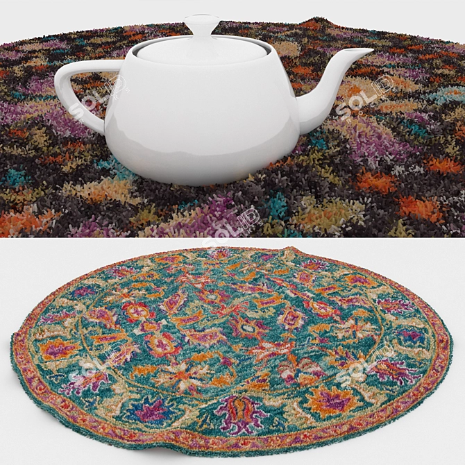 Round Carpet Set: Variety in Textures 3D model image 3